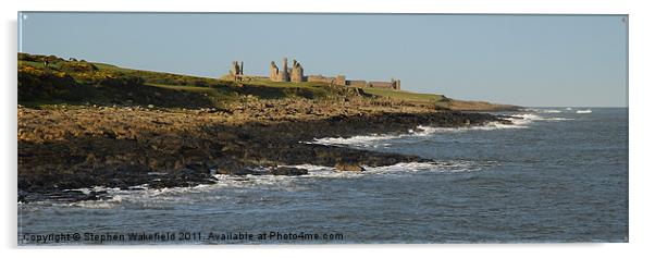 Dunstanburgh castle and coast aspect Acrylic by Stephen Wakefield