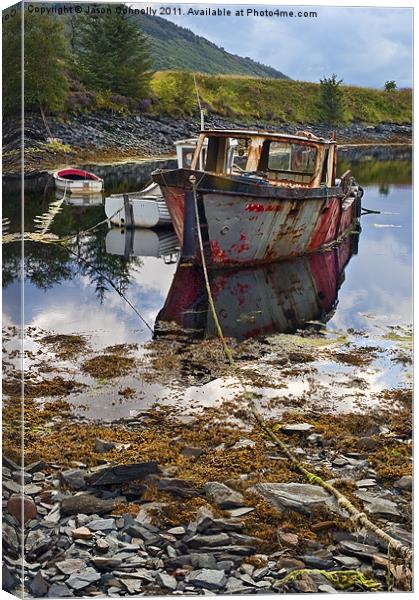 Old Boats At Loch Leven Canvas Print by Jason Connolly