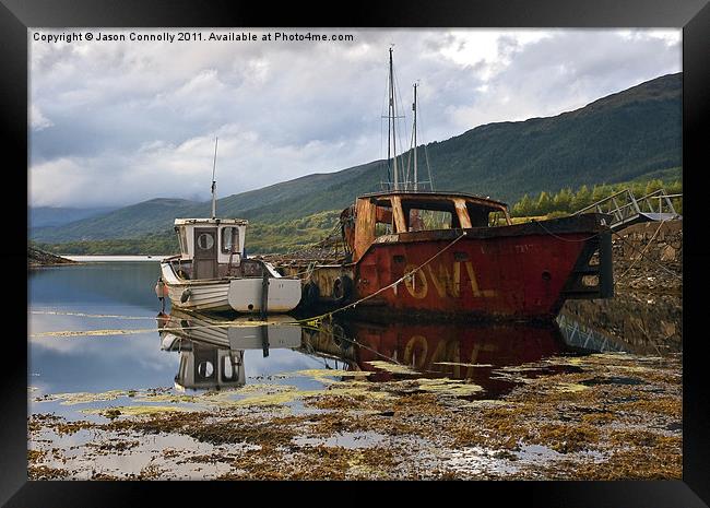 Wreck Reflections, Loch Leven Framed Print by Jason Connolly