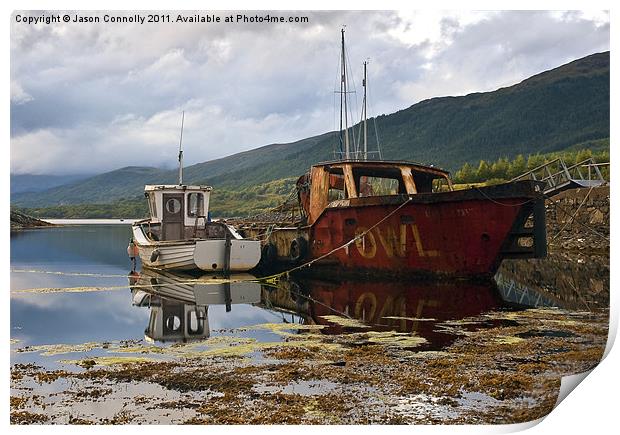 Wreck Reflections, Loch Leven Print by Jason Connolly