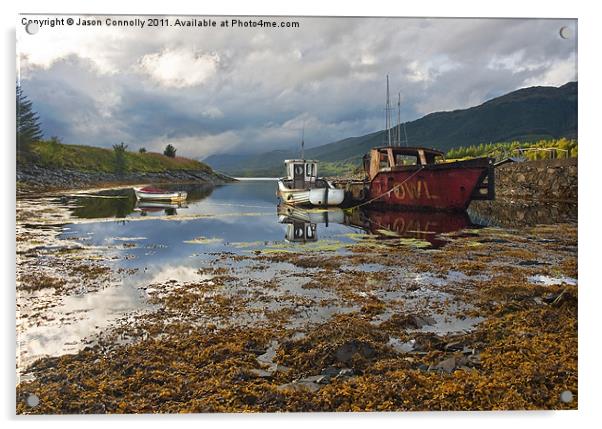 Boats At Loch leven Acrylic by Jason Connolly