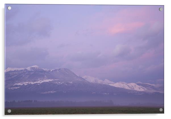 Krvavec and the Kamnik Alps at sunset Acrylic by Ian Middleton