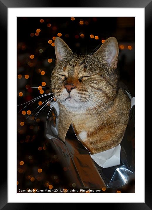Cat in Hat Framed Mounted Print by Karen Martin