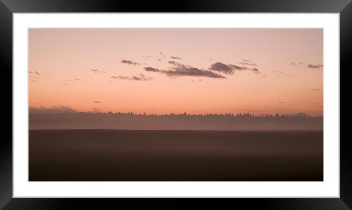 Misty fields at sunset Framed Mounted Print by Ian Middleton