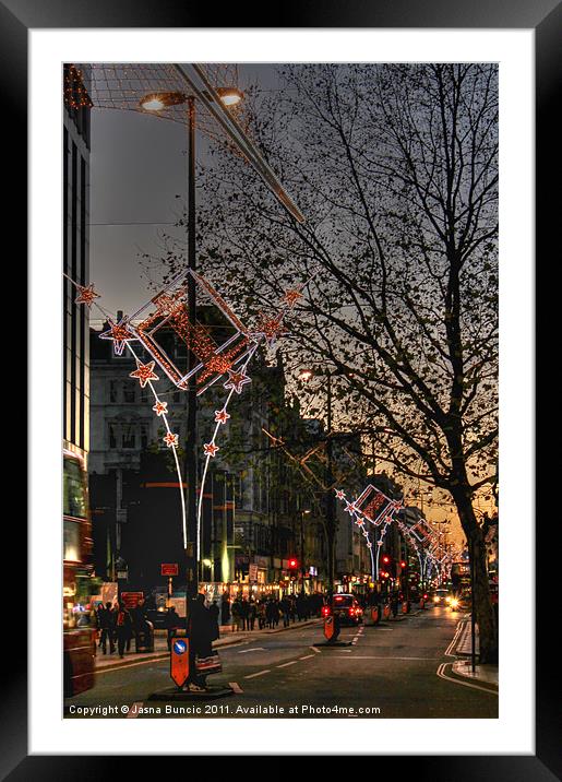 Christmas lights in London Framed Mounted Print by Jasna Buncic