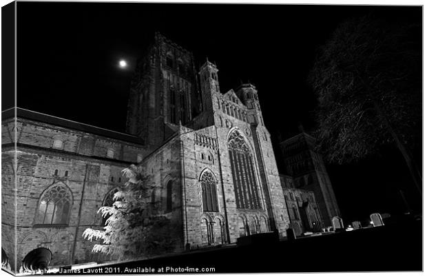 The moon over Durham Cathedral Canvas Print by James Lavott