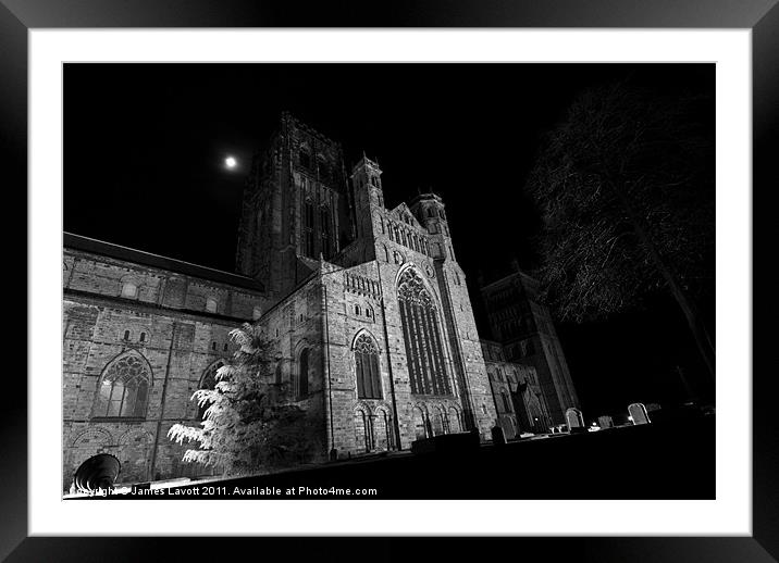 The moon over Durham Cathedral Framed Mounted Print by James Lavott