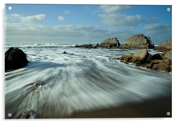 Blegberry beach Devon Part II Acrylic by Pete Hemington