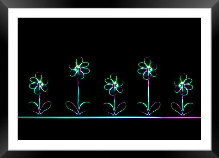Neon Flowers Framed Mounted Print by Rachael Hood