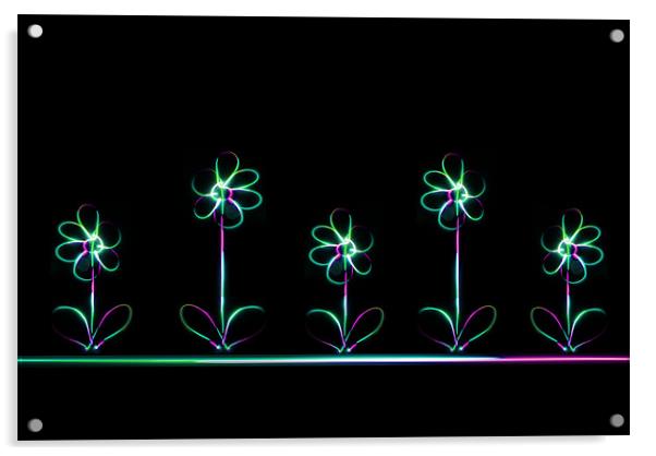 Neon Flowers Acrylic by Rachael Hood