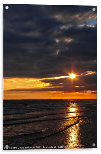 Lundy Island Sunset Acrylic by Dave Wilkinson North Devon Ph