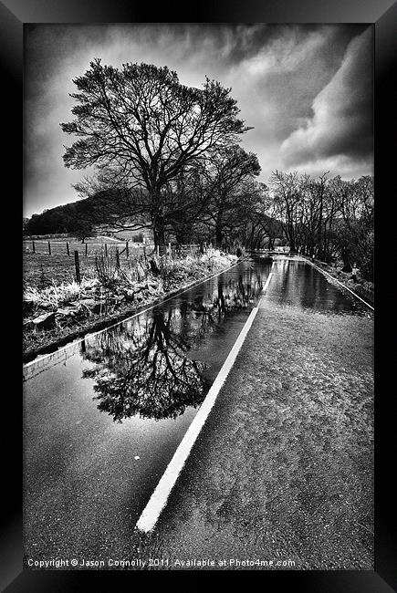 Reflections On The Road Framed Print by Jason Connolly