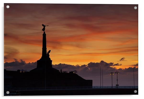 Sunset at Aberystwyth War Memorial Acrylic by Izzy Standbridge