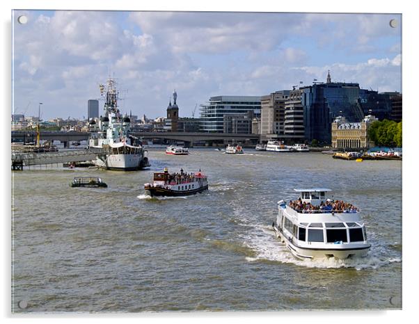 RIVER THAMES TRAFFIC Acrylic by radoslav rundic