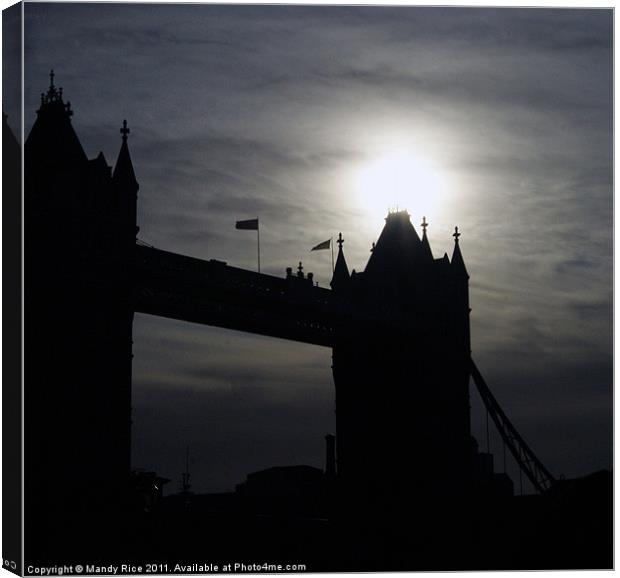 Silhouette of Tower Bridge Canvas Print by Mandy Rice