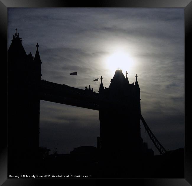Silhouette of Tower Bridge Framed Print by Mandy Rice