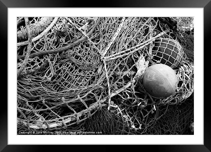 Pile of Fishing Nets, Monochrome Framed Mounted Print by Jane McIlroy