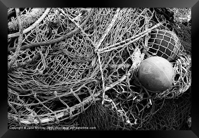 Pile of Fishing Nets, Monochrome Framed Print by Jane McIlroy
