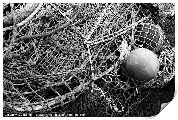 Pile of Fishing Nets, Monochrome Print by Jane McIlroy