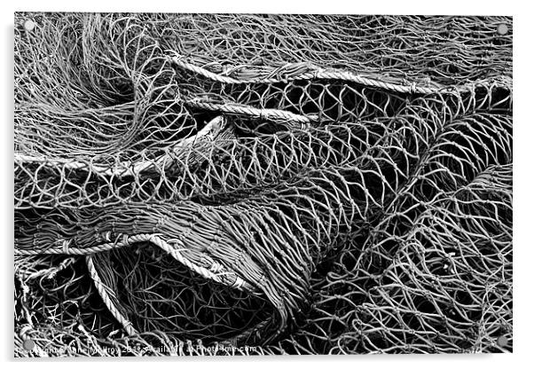 Fishing Nets, Monochrome Acrylic by Jane McIlroy