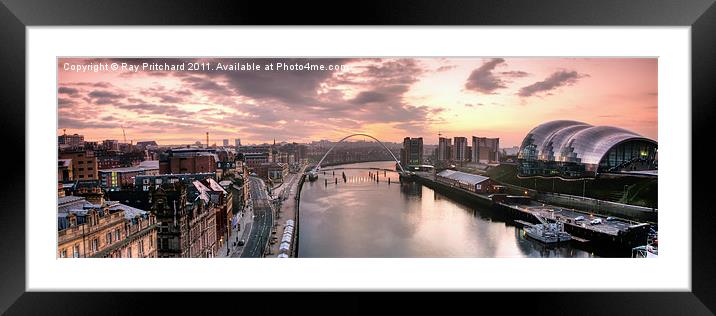 Newcastle and Gateshead Skyline Framed Mounted Print by Ray Pritchard