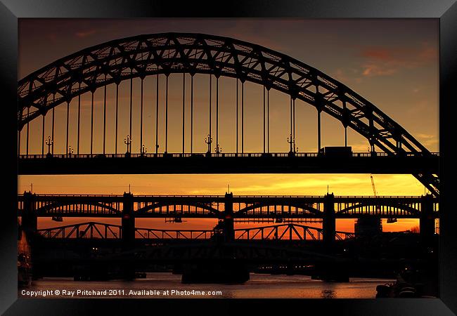 Tyne Bridge at Sunset Framed Print by Ray Pritchard