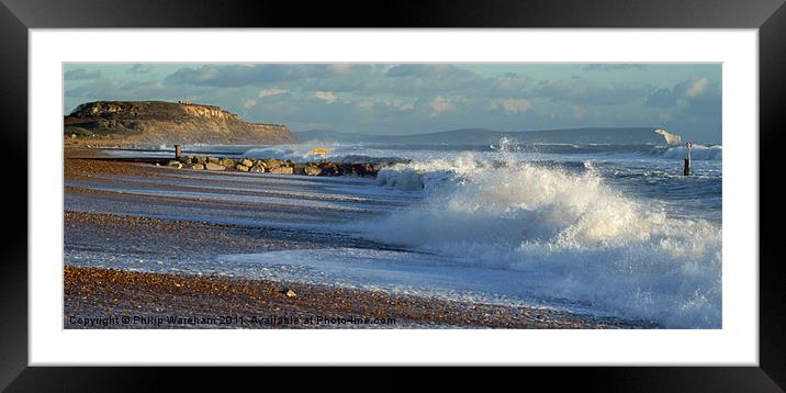 Waves to Hengistbury Head Framed Mounted Print by Phil Wareham