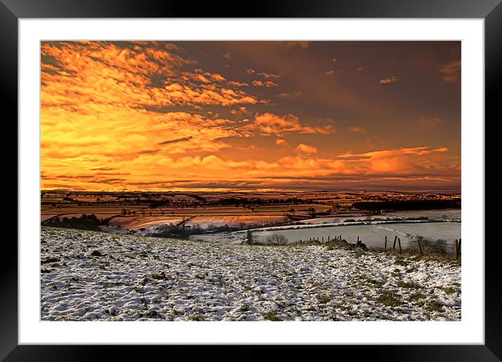 snowy field sunrise Framed Mounted Print by Northeast Images