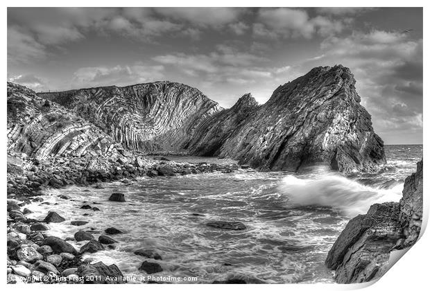 Rollers at Stair Hole Print by Chris Frost