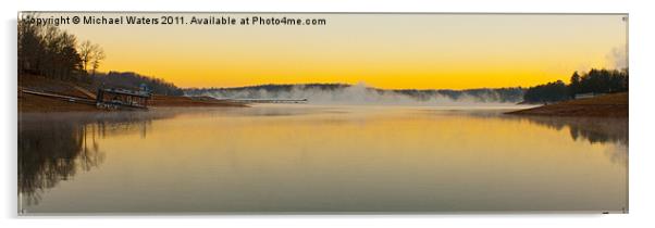 Sunrise Fog over the Lake Acrylic by Michael Waters Photography