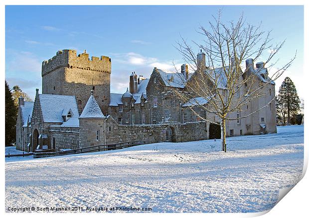 Drum Castle - Winter Print by Scott K Marshall