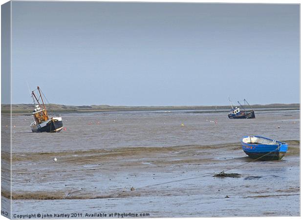 Waiting for the tide Brancaster Staithe North Norf Canvas Print by john hartley