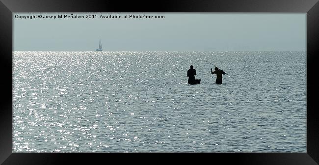 fishermen in the beach Framed Print by Josep M Peñalver