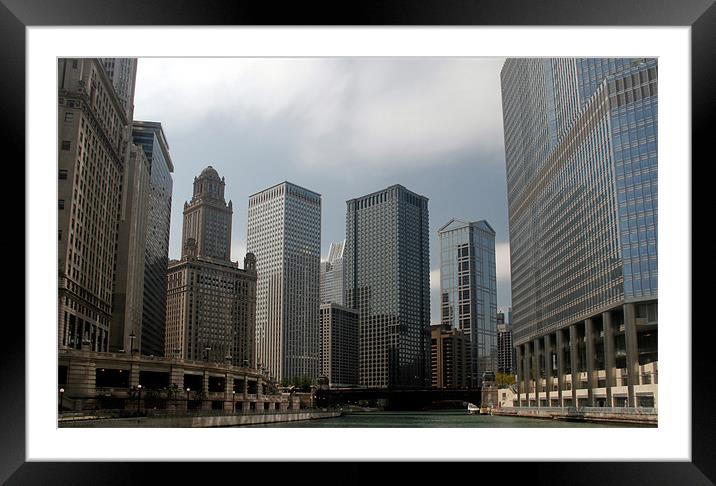 Urban Canyon - Chicago River Framed Mounted Print by peter thomas