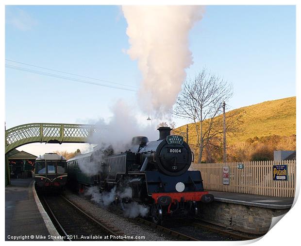 Corfe Castle Station Print by Mike Streeter