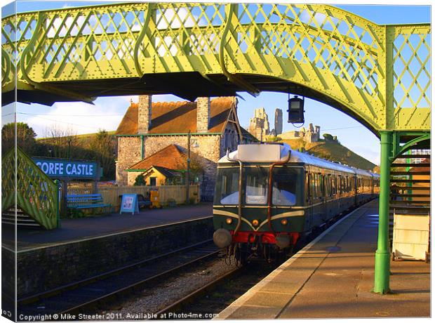 Corfe Castle Station 2 Canvas Print by Mike Streeter