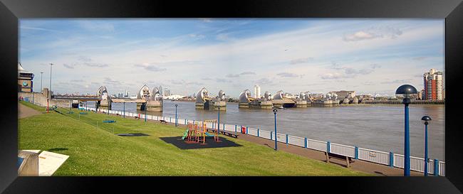 Thames Flood Barrier & London Skyline Framed Print by Terry Senior