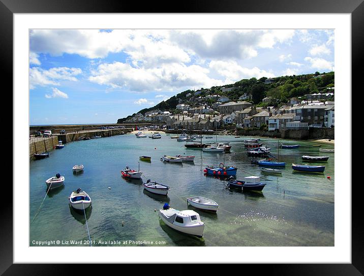 Pretty Mousehole on a sunny day Framed Mounted Print by Liz Ward