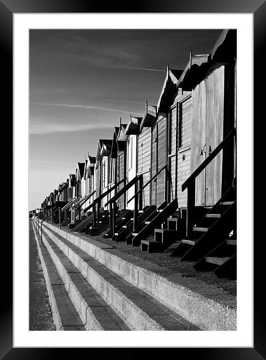 Frinton on Sea Beach Huts Framed Mounted Print by Darren Burroughs