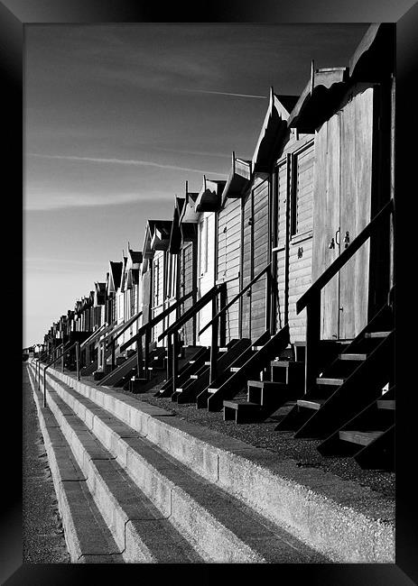 Frinton on Sea Beach Huts Framed Print by Darren Burroughs