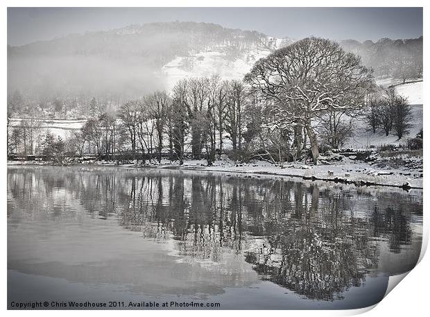 Snow at Lake Windermere Print by Chris Woodhouse