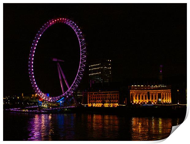 LONDON EYE BY NIGHT Print by radoslav rundic
