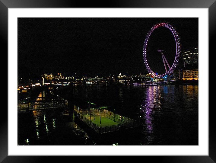 LONDON EYE BY NIGHT Framed Mounted Print by radoslav rundic