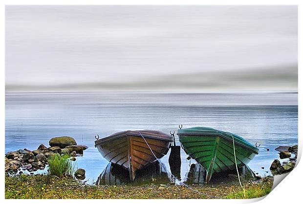 Boats in the Mist Scotland Print by Jacqi Elmslie