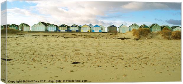 Beach Huts Canvas Print by Chris Day