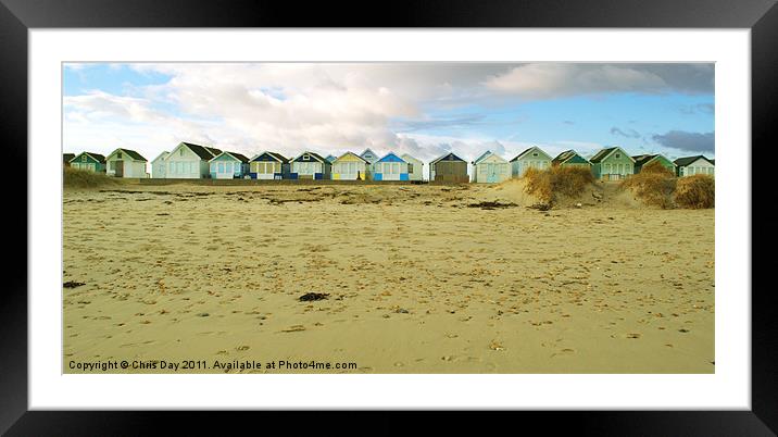 Beach Huts Framed Mounted Print by Chris Day