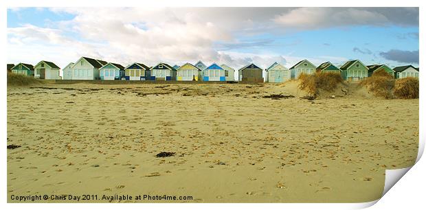 Beach Huts Print by Chris Day