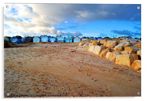 Beach Huts Acrylic by Chris Day