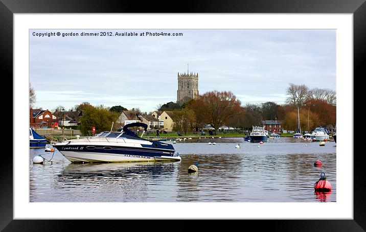 Christchurch from the river stour Framed Mounted Print by Gordon Dimmer