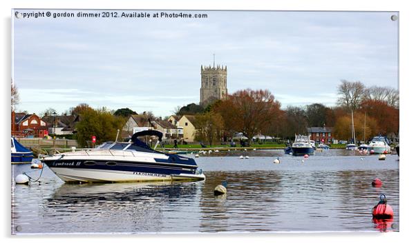 Christchurch from the river stour Acrylic by Gordon Dimmer